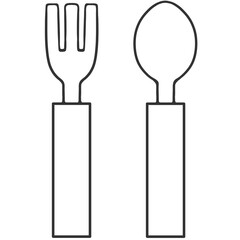 Fototapeta premium spoon and fork black line icon