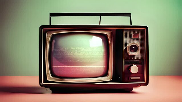 Effetto rumore statico sul vecchio televisore vintage, stanza retr&ograve;