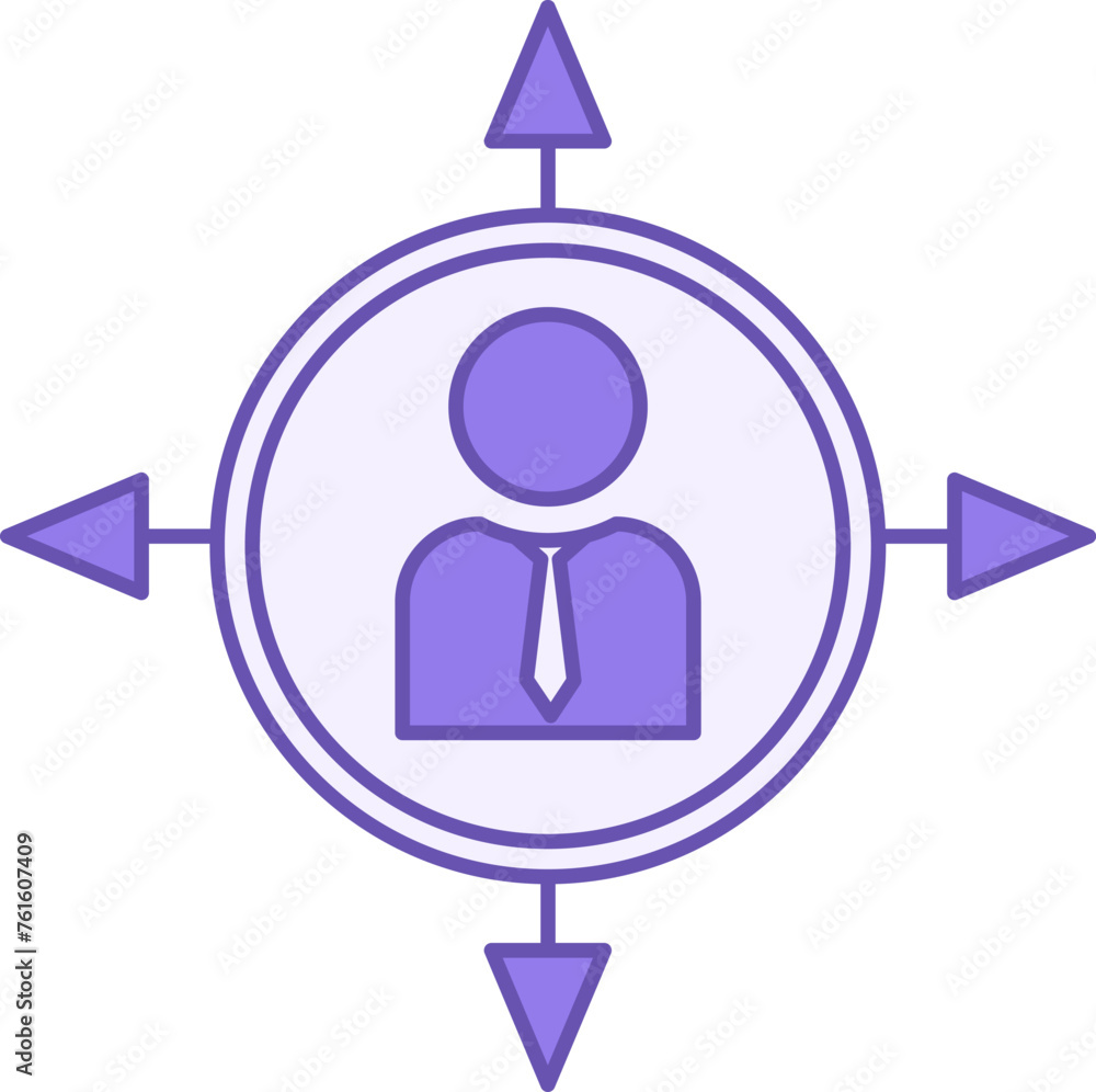 Poster colored decision making icon. vector icon of business man and arrows in different directions. human 