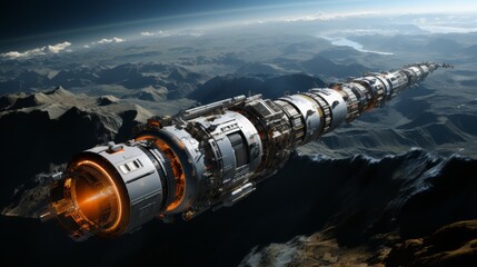 Interplanetary shuttle docking with a space habitat - Powered by Adobe