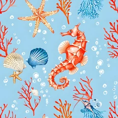 Cercles muraux Vie marine under sea seamless pattern background
