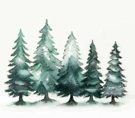 Fototapeta premium Pine Tree Watercolours