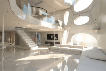 Obraz premium Minimalist futuristic house interior.