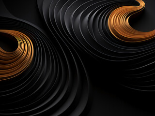 Mysterious spirals against a black backdrop. AI Generation.