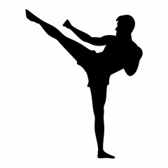 Fototapeta premium Kick boxing Martial arts silhouette. 