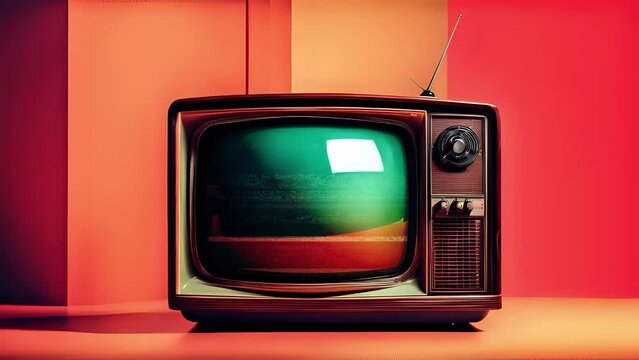 Effetto rumore statico sul vecchio televisore vintage, stanza retr&ograve;