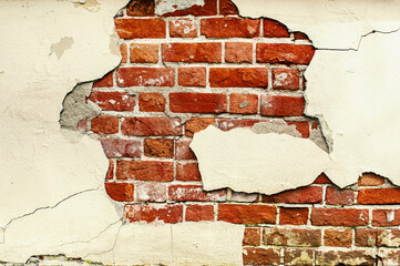 Grunge, old,  damaged brick wall background
