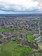 Aerial View of Luton City During Sunset