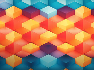 A burst of colors in a tessellation background. AI Generation.