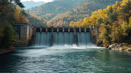 large hydroelectric dam Stores water that flows through an electric turbine.