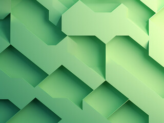 Green geometric wonderland. AI Generation.