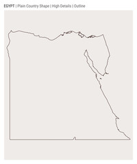 Egypt plain country map. High Details. Outline style. Shape of Egypt. Vector illustration.