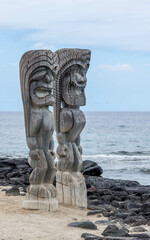 historical tiki totem in Hawaii 