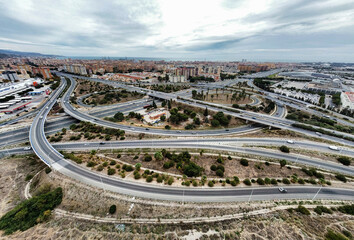 Highways and roads with this captivating aerial view. bird's-eye perspective. highway system and...