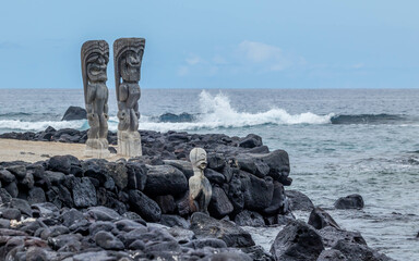 historical tiki totem in Hawaii 