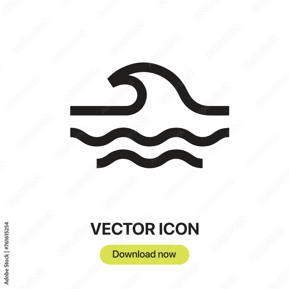 Poster wave icon vector. linear-style sign for mobile concept and web design. wave symbol illustration. pix