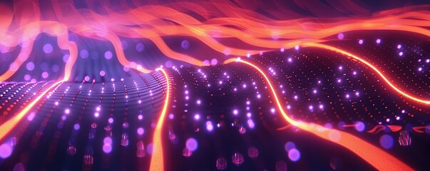 Abstract background of glowing neon lights in alpha shaped lines