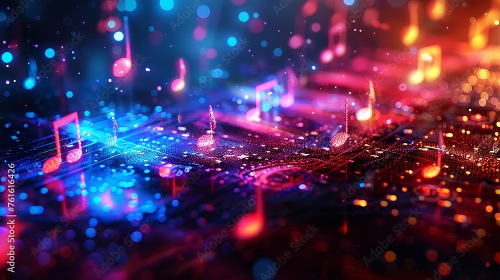 Poster a close-up abstract view of a glowing circuit board with vibrant digital enhancements, symbolizing a