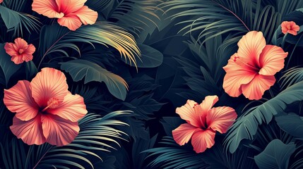 Elegant Tropical Flora Arrangement, generative ai