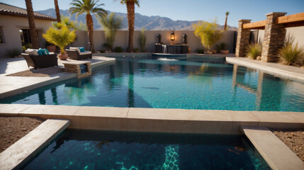 Custom outdoor swimming pool during daytime