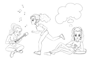  Young woman. Sketch. Kit.