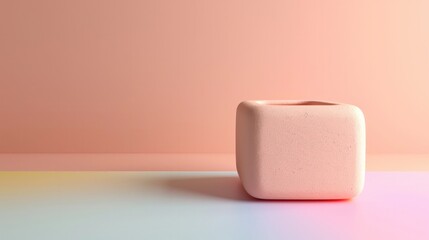 Square Concrete Planter in Minimalist High-Definition Product Photograph with Soft Pink Lighting