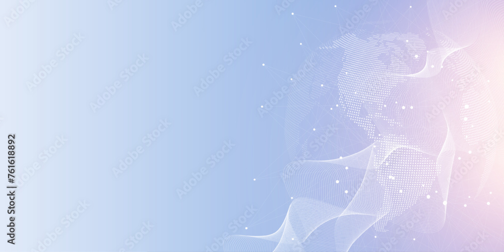 Poster Global network connection banner design template. Header social network communication in the global business concept. Big data visualization. Internet technology