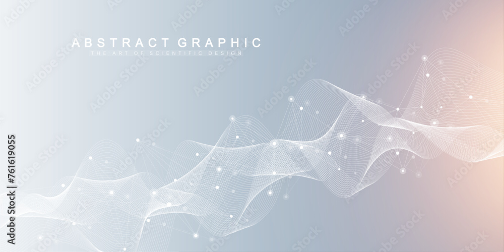 Aufkleber Abstract tech network connection dots. Digital technology and big data analysis background. White background with plexus lines. Geometric background with abstract mesh