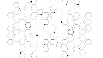Vector banner design, white background with hexagon pattern. Abstract background with black hexagon structure