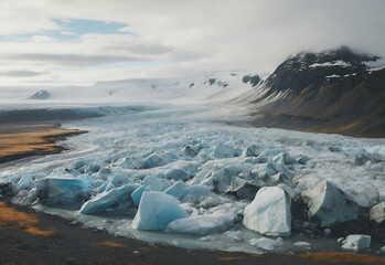 Melting of glaciers due to heat
