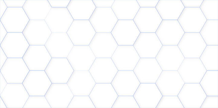 Vector banner design, white background with hexagon pattern. Abstract design with modern connect hexagons. Vector illustration