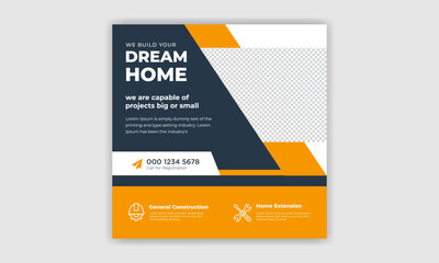 Home sale banner. Real estate social media post design. Marketing social media banner design. Instagram post template.	