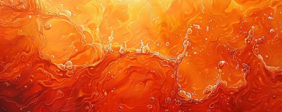 Abstract water on vibrant orange and red colors. Top view