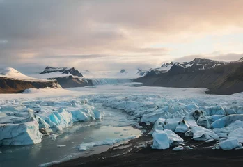 Zelfklevend Fotobehang Melting of glaciers due to heat © Venuja