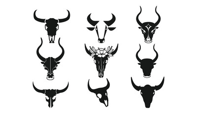 Fototapeta premium Bull skull Silhouette, Cut File, cutting files, printable design, Clipart