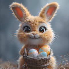 Easter Bunny in 3D, a cuddly symbol of spring festivities.