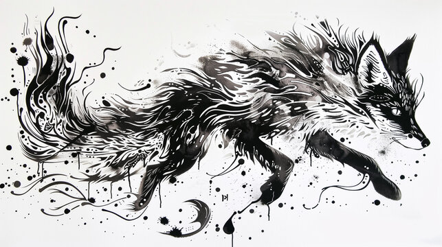 Wolf tribal painting