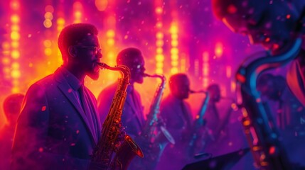 Jazz Night in the Neon Glow, generative ai