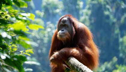 Fototapeta premium The Sumatran orangutan (Pongo abelii) is one of the three species of orangutans.