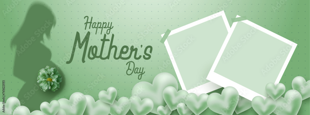 Wall mural happy mothers day illustration with photo card, social media cover web banner template, greetings, a