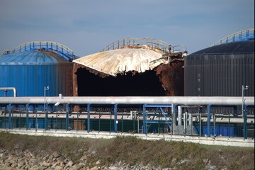 Shore tank after explosion