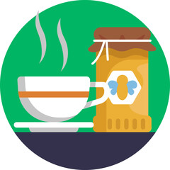 The 'Tea' icon in the 'Beekeeping' category epitomizes the soothing comfort derived from pairing exquisite honey with freshly brewed teas, a timeless tradition cherished by connoisseurs. - obrazy, fototapety, plakaty