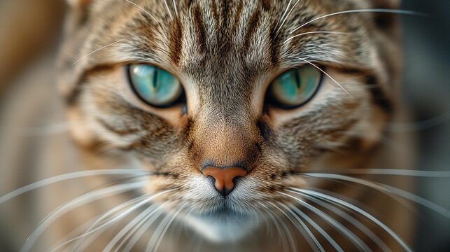 Soft and Fluffy Beige Tabby Cat Close-Up, generative ai