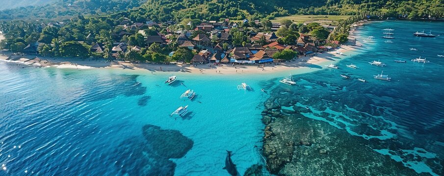 Aerial view of Oslob Whaleshark, Cebu, Philippines.