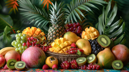 Assorted colorful tropical fruits