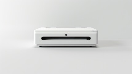 a printer against a pristine white background, showcasing its modern aesthetics and functionality.
