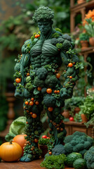 strong vegetables man standing in natural background