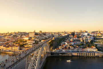Fototapeta na wymiar Panoramic view of Porto and Dom Luis I bridge, Portugal