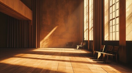 A minimalistic painting of an empty opera room     AI generated illustration