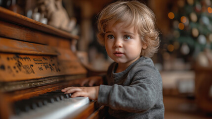 closeup of young boy playing the piano - 761625472